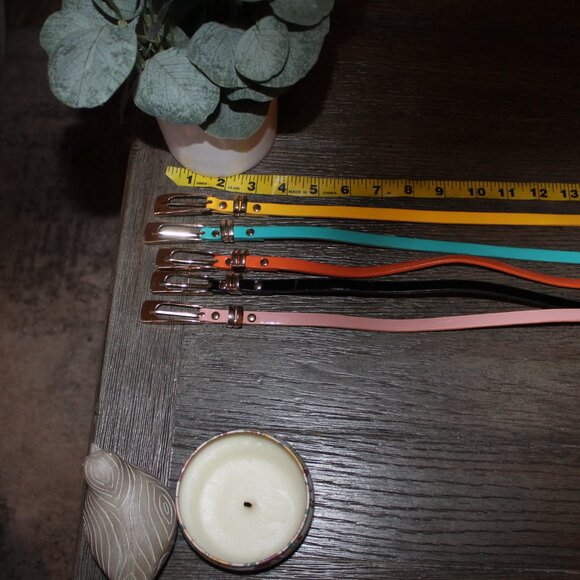 womens faux patent leather skinny dress belts lot of 5 - Picture 2 of 5